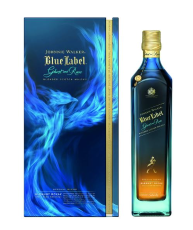 Johnnie Walker Blue Label Ghost and Rare Batch III Glenury Royal 43.8° 1L + GBX x 3 bottles